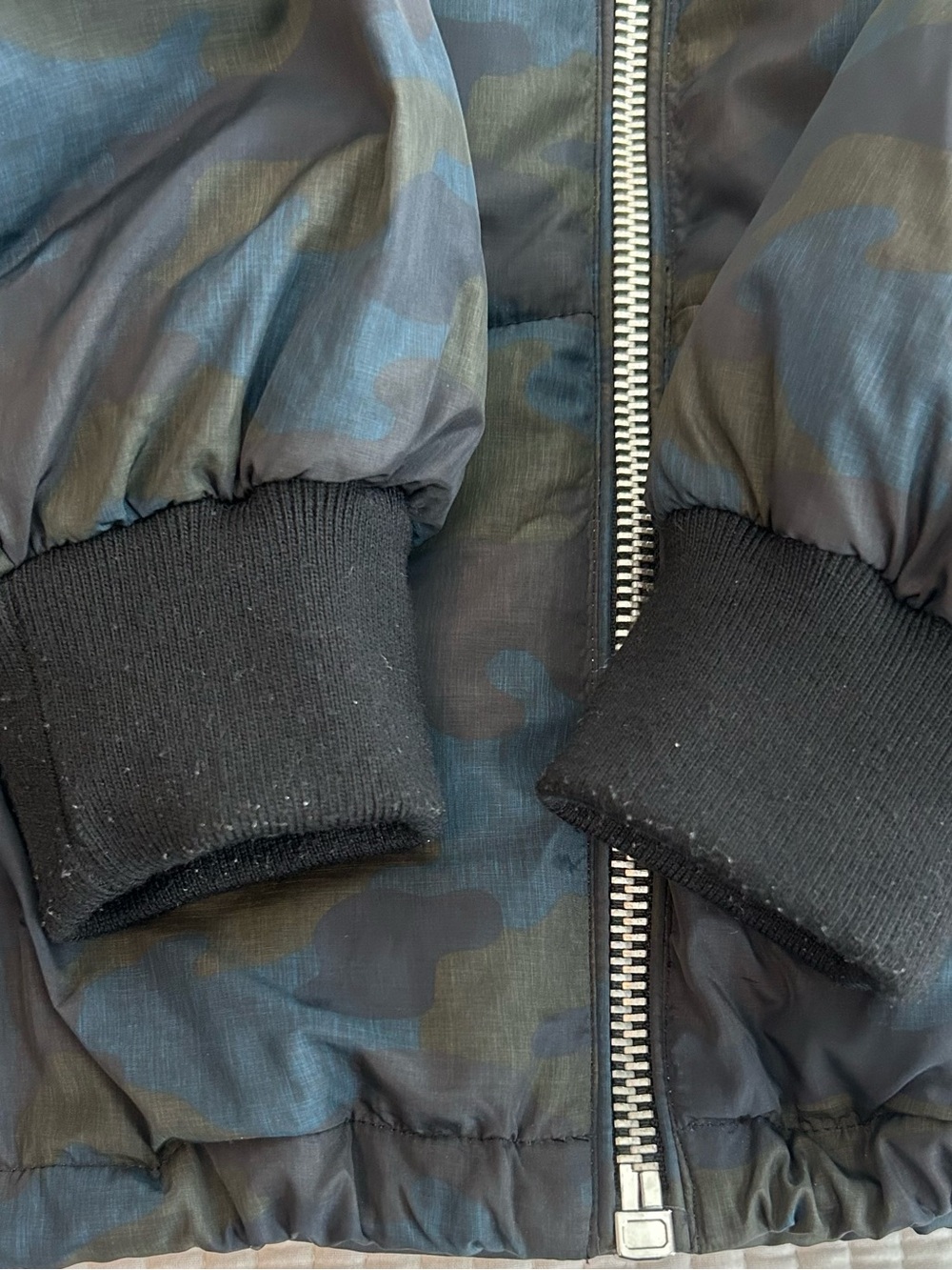 Zara Basic Outerwear Camouflage Puffer Jacket Women’s SZ M in Blue Green Black - Picture 8 of 11